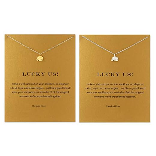 Hundred River Friendship Clover Necklace Unicorn Good Luck Elephant Necklace with Message Card Gift Card（2&3pack） (Elephant 2pack)