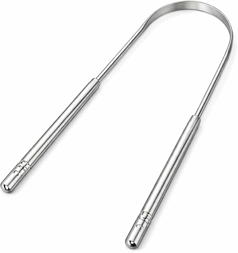 Raspador de Língua em Aço Inoxidável Premium Antibacteriano – Elimina Mau Hálito, Remove Saburra e Toxinas – Higiene Bucal Completa, Lavável e Reutilizável