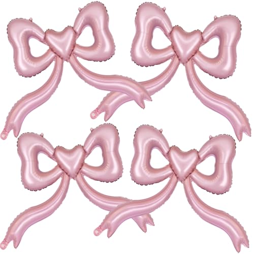 Image of Pink Bow Balloons for Bachelorette Party Decorations - Pink Balloons for Bridal Shower, Engagement, Wedding & Birthday Decorations Women Girls, Princess Party Decoration (4)