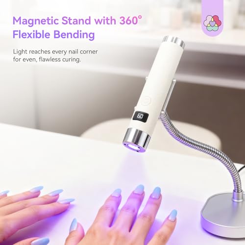 Image of Saviland UV Light for Gel Nails: Smart Sensor 10s Fast Flash Cure UV Nail Lamp with Magnetic Stand Holder 360 Coverage Flash Cure Light Nail Glue Nail Gems Nail Lamps for Gel Polish