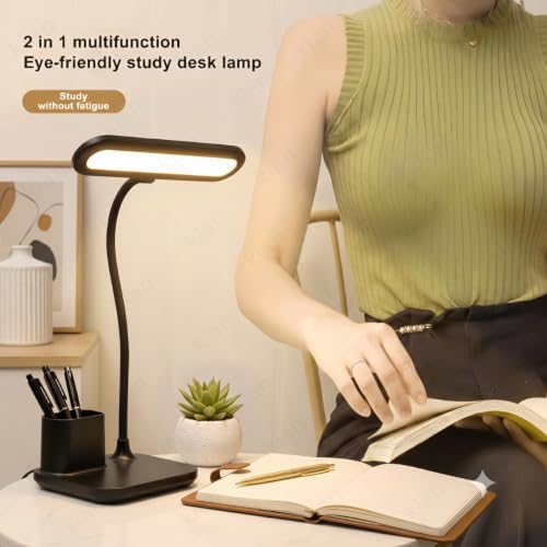 Image of Kian 3-in-1 LED Desk Lamp with Pen & Phone Holder, 2400mAh Battery - USB Rechargeable Study Lamp with Touch Sensor, 3 Light Modes, Eye Protection & Warm White, (Pack of 1) (Lamp 8)