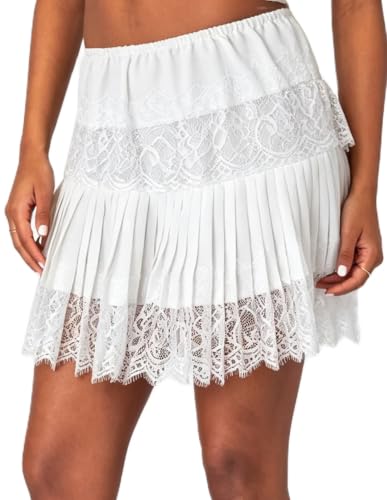 Image of Womens Y2k Ruffle Bloomer Short Lolita Layered Lace Mini Skirt | Country Concert Festival,Lace Skirts,Fluffy Ruffle Shorts,Pettipants for Women,Lolita Bottoms,Grunge Asymmetrical Skirt Party