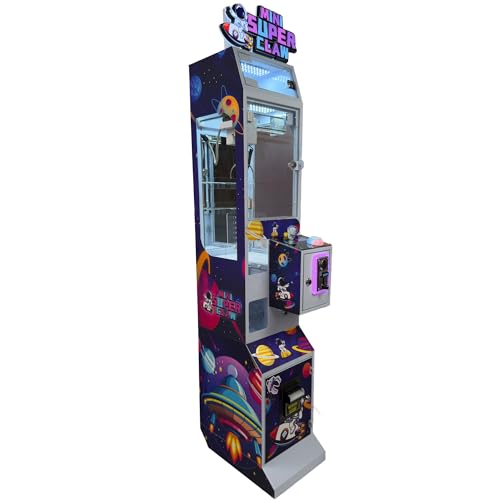 Mini Claw Machine - Coin & Bill Operated Vending Unit - Arcade Style Prize Dispenser for Events,Stores or Game Rooms - Space Theme