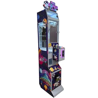 Mini Claw Machine - Coin & Bill Operated Vending Unit - Arcade Style Prize Dispenser for Events,Stores or Game Rooms - Space Theme
