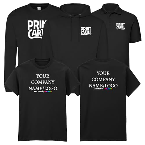 Image of Custom Logo Workwear Set – T-Shirt, Sweateshirt, Hoodie & Polo | Branded Workwear | Any Font & Colour Print Options Black