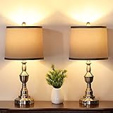Ziisee USB Table Lamps Set of 2, Modern Bedside Lamps with Dual USB Charging...