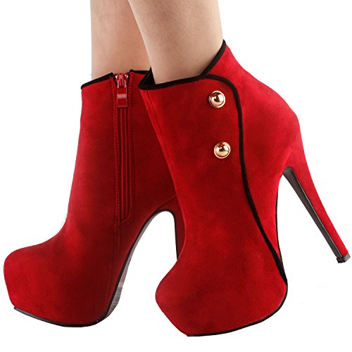 SHOW STORY Red Black Classic 6" 6 inch Designer Cute Highest Shoes,LF80829RD39,8US,Red - Image 3
