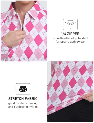 MoFiz Women's Long Sleeve Golf Polo Shirt Zip-Up Quick Dry Activewear Tennis Shirts Athletic Casual Tops with Collar4