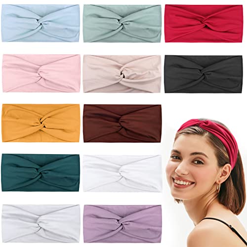OAOLEER Headbands for Women Girls, Non Slip Fashion Wide knotted Headband Yoga Workout Head Bands Hair Accessories 12 Pack