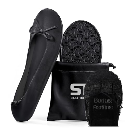 Silky Toes Women’s Foldable Ballet Flats –...