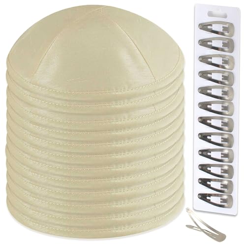 Image of Zion Judaica Deluxe Raw Silk Kippot Bulk Packs or Single Kippah Includes Free Clips