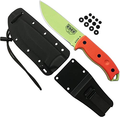 Lowest Price Authentic ESEE 5P-VG-E Tactical Survival Knife, Kydex Sheath, Belt Clip Plate