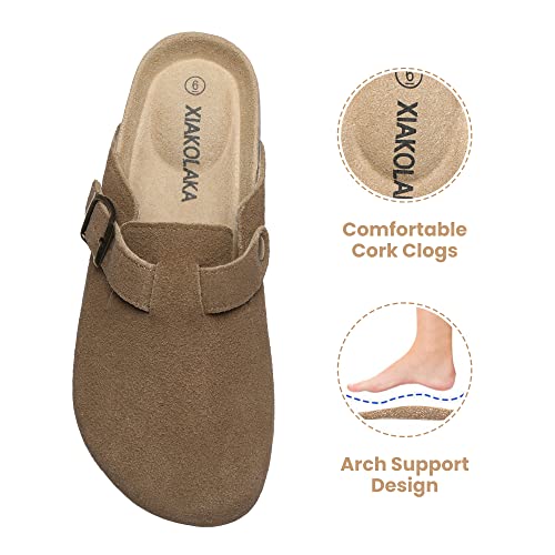 Image of Xiakolaka Women's Suede Clogs Adjustable Buckle Slip on Footbed Home Clog Slippers for Comfort Casual Daily Wear