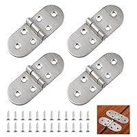 4 Stück 180 Grad Scharniere Klappbar Runde Klappscharnier Edelstahl Klappenscharnier Mini MöBelscharnier Aufschraubscharnier für Klapptisch, Schrank, Garderobe, Holzkiste, Möbel, Nähmaschinen(Silber)