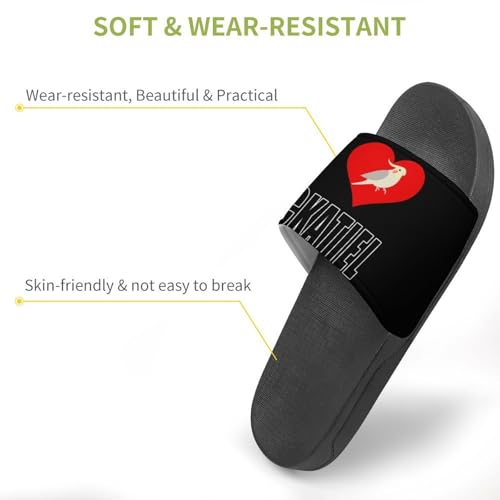 I Love Cockatiel Bird Shower Slippers for Women Men Casual Non-Slip Slide Sandals Beach Bathroom Shoes3