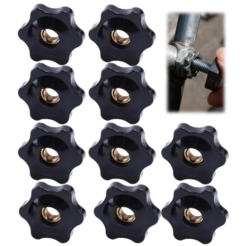 Coffret De 10 Écrous Étoile M8, Laiton Et Plastique Résistant Bouton De Serrage à Filetage Moleté, Vis à Poignée étoile M8 Pour Machines Meubles et Équipements Industriels(32MM)