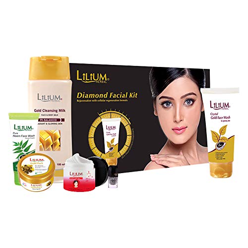 Lilium Herbal Diamond Facial Kit, Silver Nail Paint & Skin Care Product Set of 7-GC636