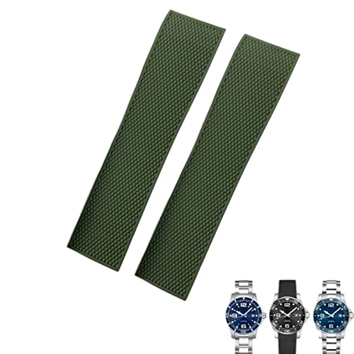 Bracelet de montre en caoutchouc pour Conquest HydroConquest L3 silicone noir vert 20mm
