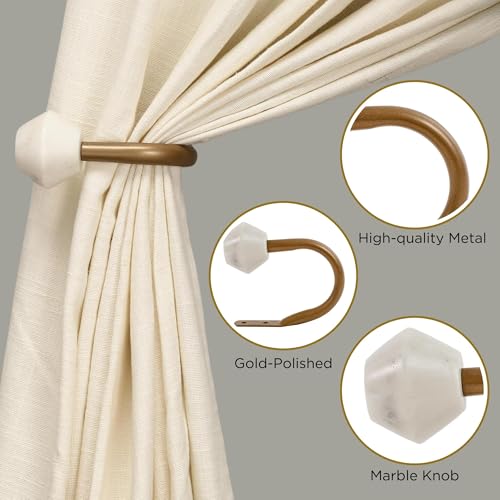 Image of Decor Mart Metal Curtain Holdbacks, 2PCS U Shaped Wall Mounted Hooks for Home Decor, Decorative Tiebacks (Brass)