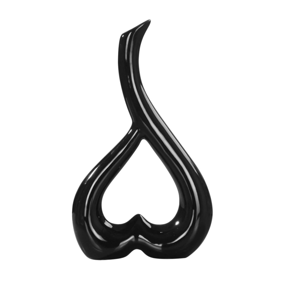 Vase céramique noir de forme cœur élégant et décoratif haut de gamme GALPADA