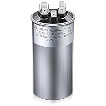 40/5 MFD uF 370/440V CBB65 Dual Run Round Capacitor for AC Motor, HVAC Capacitor, Air Conditioner Replacement, Heat Pump, Fan Start, Condenser Straight Cool, UL Listed
