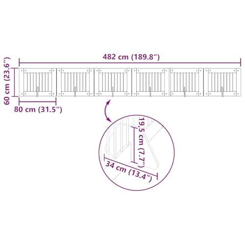 Kaloriko Hundetor mit Ständern 6 pcs Artisan-Eiche 80 x 60 cm faltbar aus Metall und Holzwerkstoff für Indoor und Outdoor Hundeauslauf sicherer Schutz und Flexible Trennung-9