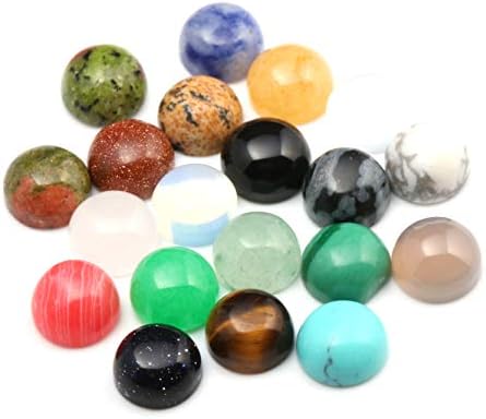 6 MM Cabochon Beads for Jewelry Making Round Random Color CAB Natural Stone Handmake DIY for Jewelry Making Diameter 6 MM (20pcs)