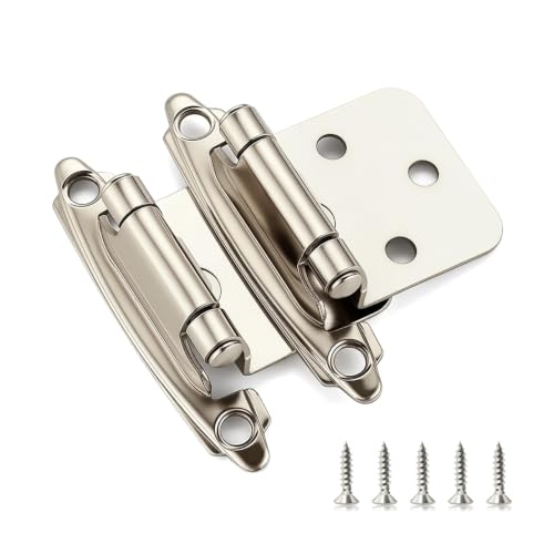 Image of Ravinte Brushed Nickel Cabinet Hinges, 1 /2 Inch Overlay, 40 Pack (20 Pairs)