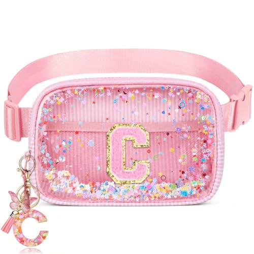 Image of Initial Fanny Pack for Girls - Belt Bag for Teens Kid Teen Girl Kid Birthday Gift Pink C