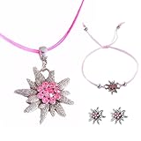 Einzigartiger Charm: Dirndl schmuck damen einzigartiges schneeflockendesign und sorgfältig gefasste rosa diamanten lassen das gesamte accessoire unvergleichlichen charme ausstrahlen. Egal, ob sie ein großes bierfestival oder eine kleine party mit freunden besuchen, diese trachtenkette damen kann sie in den mittelpunkt der aufmerksamkeit stellen.
