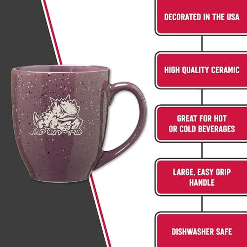 Image of Rico Industries NCAA TCU Horned Frogs Purple Personalized 16 oz Team Color Laser Engraved Speckled Ceramic Coffee Mug