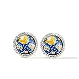 Jeulia Quiet Moment The Starry Night Inspired 925 Sterling Silver Small Hoop Earrings Round Cut...