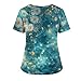 OKDNAJDD Uniforme Médico Mujer Women's Fashion V-Neck Short Sleeve Overalls with Pockets Print Tops Clothes XL