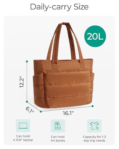 Image of BAGSMART Tote Bag for Women, Lightweight Puffy Tote Bag with Compartments Shoulder Bag Handbag for Travel, Work, Gym | Lightweight