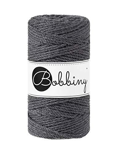 Bobbiny Corde Macramé Torsadée Regular 3mm (Charcoal) 100m