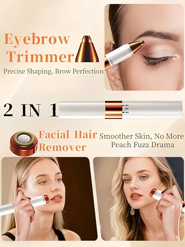 Image of Eyebrow Trimmer & Flawless Facial Hair Remover for Women - Gentle Dual Head Design for Brows, Lip, Chin, Cheeks