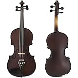 4/4 Full Size Violin - Hand-Carved Solid Spruce & Maple, Ebony Fingerboard, Deluxe Oblong Hard Case & Bow Included, Fiddle Set for Beginners Professionals