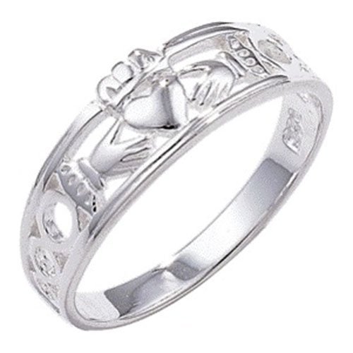 Claddagh-Ring aus 925er-Sterlingsilber, klassisch, irisch-keltischer Claddagh-Schmuck, Größen 59,5 - 69,5 mm, Metall, Kein Edelstein