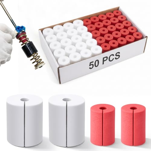 Image of 50 Pcs Foam Inserts for Washing Machine Suspension Rods | 25 Red & 25 White, Compatible with Samsung & Other Top Load Washers, DIY Repair Kit for Washer Shaking and Noise Reduction