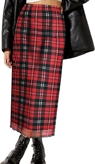 Avanova Women Ditsy Floral Bohemian Mesh Midi Skirt Elastic High ...