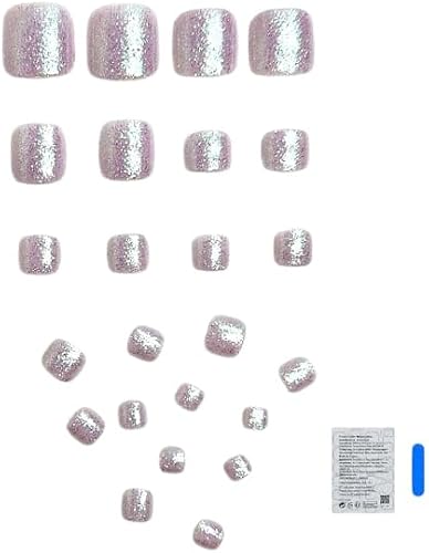 24 Pieces Sparkling Glitter Press-On Toenails - Silver