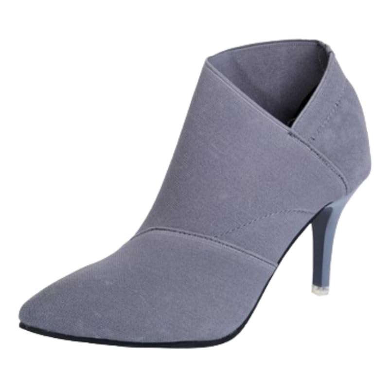 Womens pointed-toe short boots in solid color design comfortable with rubber soles suitable both commuting and going