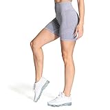 Aoxjox Women's Workout Seamless Biker Shorts Running Booty Yoga Gym Vital High Waisted Leggings (Vital Steel Blue Marl, Large)