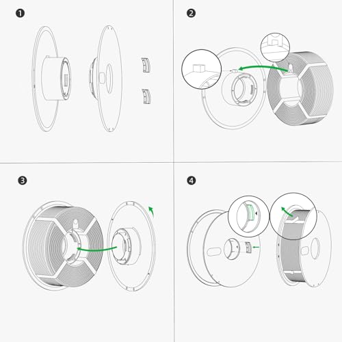 CCTREE Bamboo Original AMS Abnehmbare Spule, wiederverwendbare Spule ohne Filament, hohler Filamenthalter, passend für die meisten 3D-Filamente, Schwarz