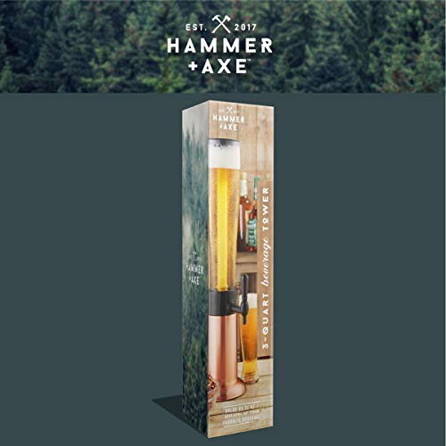Hammer + Axe Beer Tower Drink Dispenser with Pro-Pour Tap and Freeze Tube to Keep Beverages Ice Cold, Perfect for Parties and Gameday, Home Bar Accessories, 2.75 Qt./2.6 L, Copper Finish, Holiday Gift by Hammer + Axe - Image 9