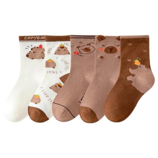 Ymxygz 5 Pares De Calcetines De Capibara para Niños, Divertidos Calcetines De Algodón con Dibujos Animados, Novedosos Calcetines Deportivos para Niños Y Niñas.