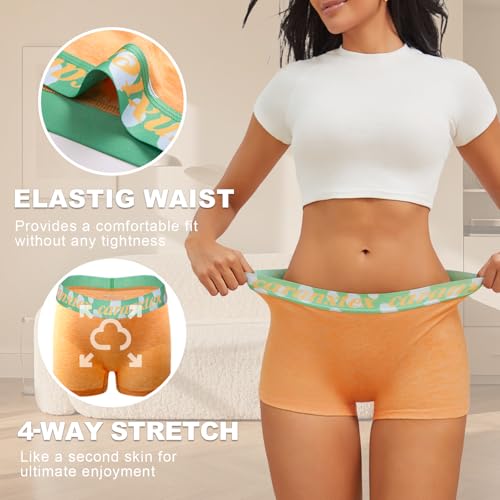 Womens Boxer Briefs Boy Shorts Underwear for Women Full Coverage Soft Stretch Panties 4 Pack3