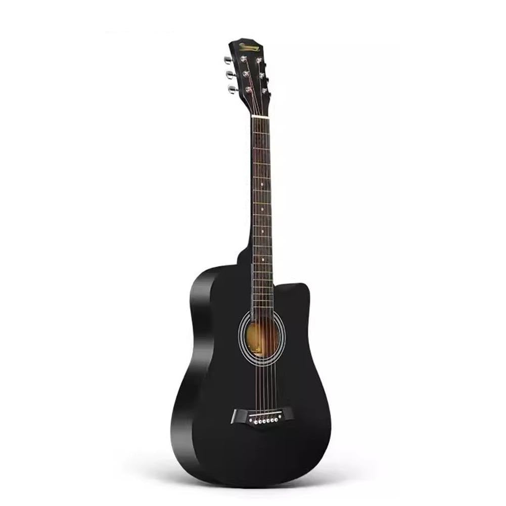 Kit Di Chitarra Acustica Per Principianti Adulti, Kit Completo Di Chitarra Acustica Con Spalla Mancante Set Per Principianti Con Chitarra In Legno(Black look,38 in)