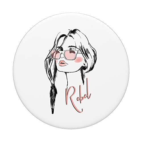 Eyelashes Eyeglasses Rebel Lips & Lipstick Trendy PopSockets Swappable PopGrip, Black - Image 3