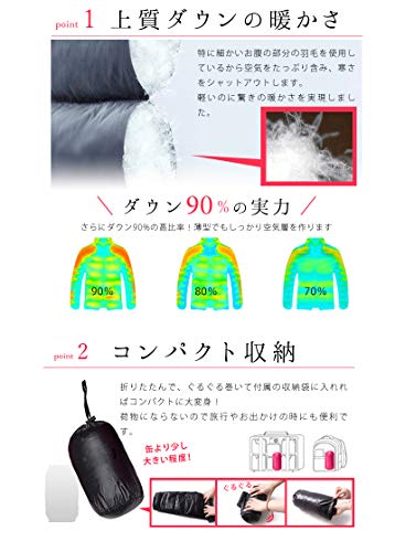 Uroi ダウンベスト レディース インナーダウン ロング丈 ラウンドネック ライトダウン 収納袋付き 軽量 防風 保温 防寒 撥水 ダウンジャケット ダウンコート アウトドア 中綿コート アウター 秋冬 の商品画像 1